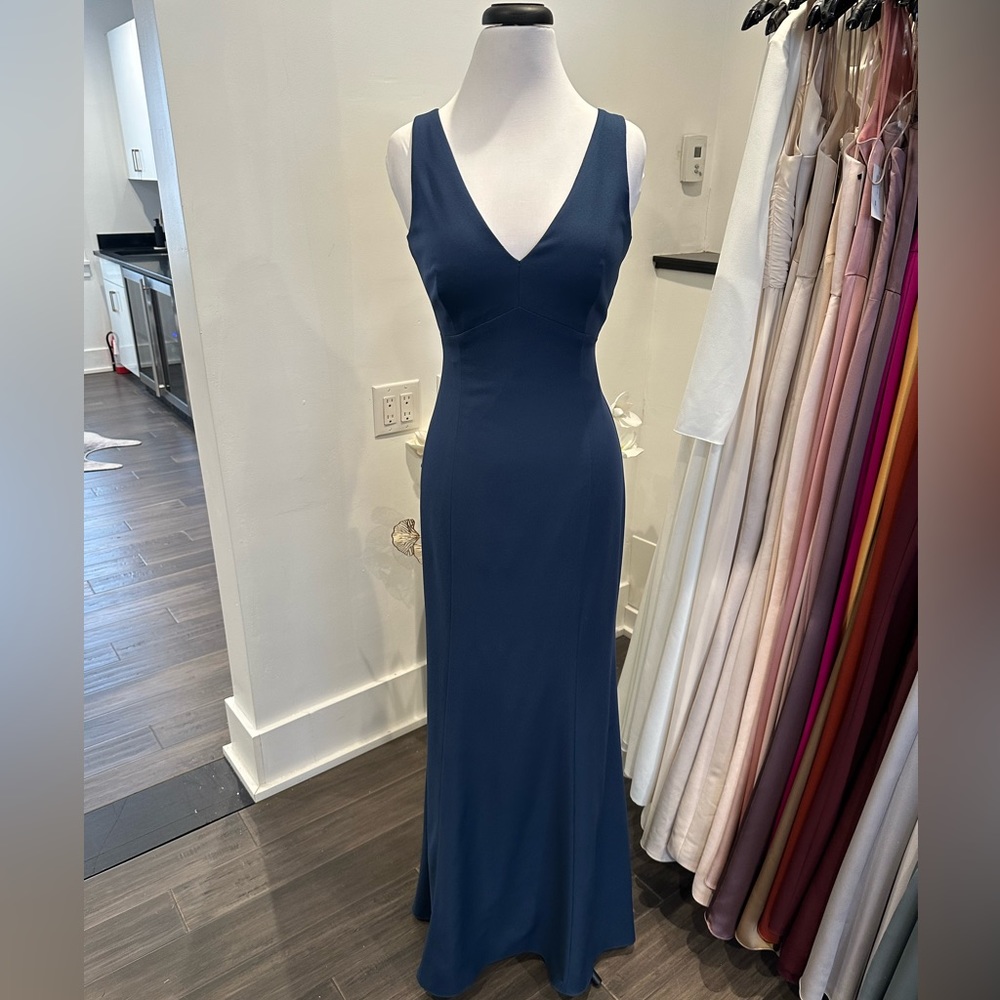 Amsale- French blue crepe full length gown